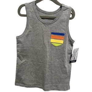 Tommy Bahama Tank Top Kids Size Medium 7/8 Gray Surf Multicolor Graphic pocket